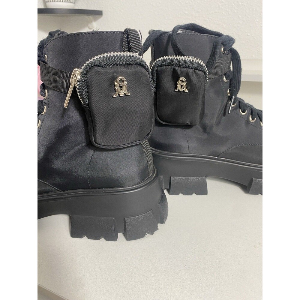 Steve Madden Thora-P Black Nylon Lace-Up Combat Ankle Lug Boots Women's 8 - Picture 16 of 16